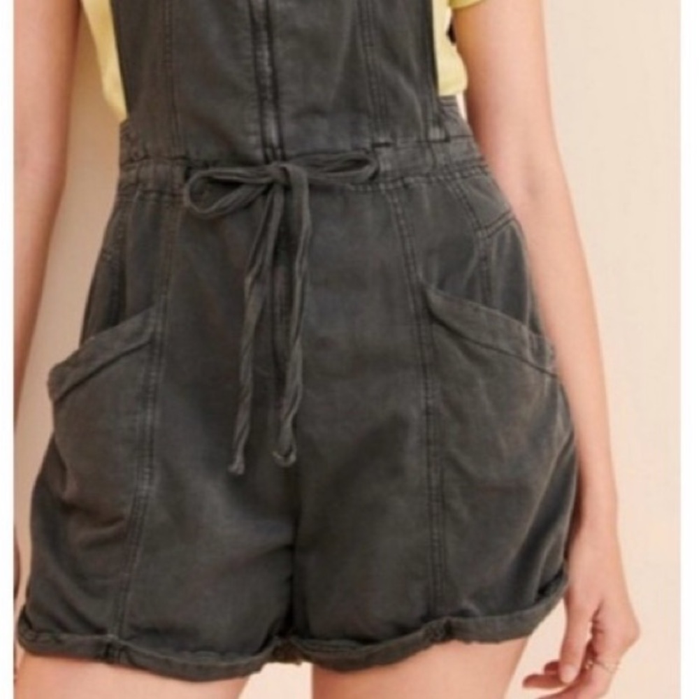 Free People Charcoal Palm Valley Shortalls